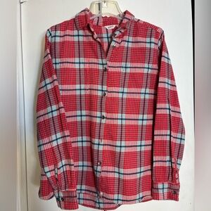Woolrich Women Red Plaid Flannel Shirt 100% Cotton M Hiking Outdoors Cowgirl